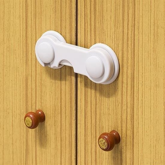 OLLEVRA Bebek Çocuk Güvenliği Çekmece ve Dolap İçin Kendiliğinde Yapışkanlı Vidasız Kapak Kilidi - Görsel 2