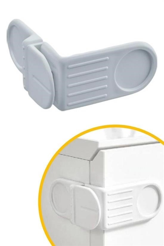 OLLEVRA Bebek Çocuk Güvenlik Çekmece ve Dolap İçin Kendiliğinde Yapışkanlı Vidasız Köşe Kapak Kilidi - Görsel 4