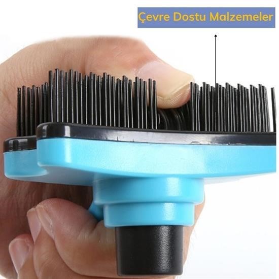 OLLEVRA Evcil Hayvan Kedi Köpek Tüy Toplayıcı Otomatik Tuşlu Pet Tarak - Görsel 3